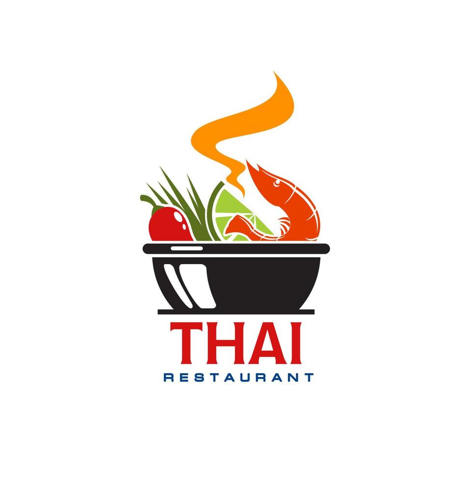 Tailandia cocina restaurante comida menú icono o firmar vector