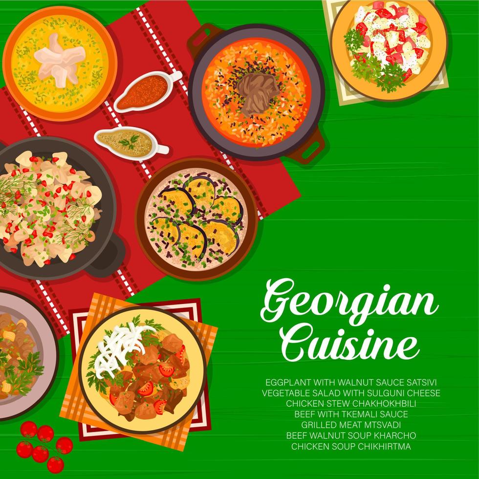 Georgian cuisine menu cover page vector template