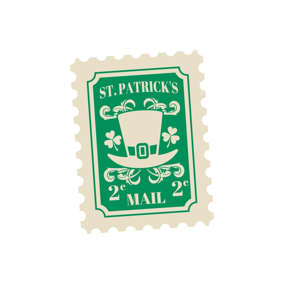 Santo Patricio día celebracion tarjeta postal sello vector