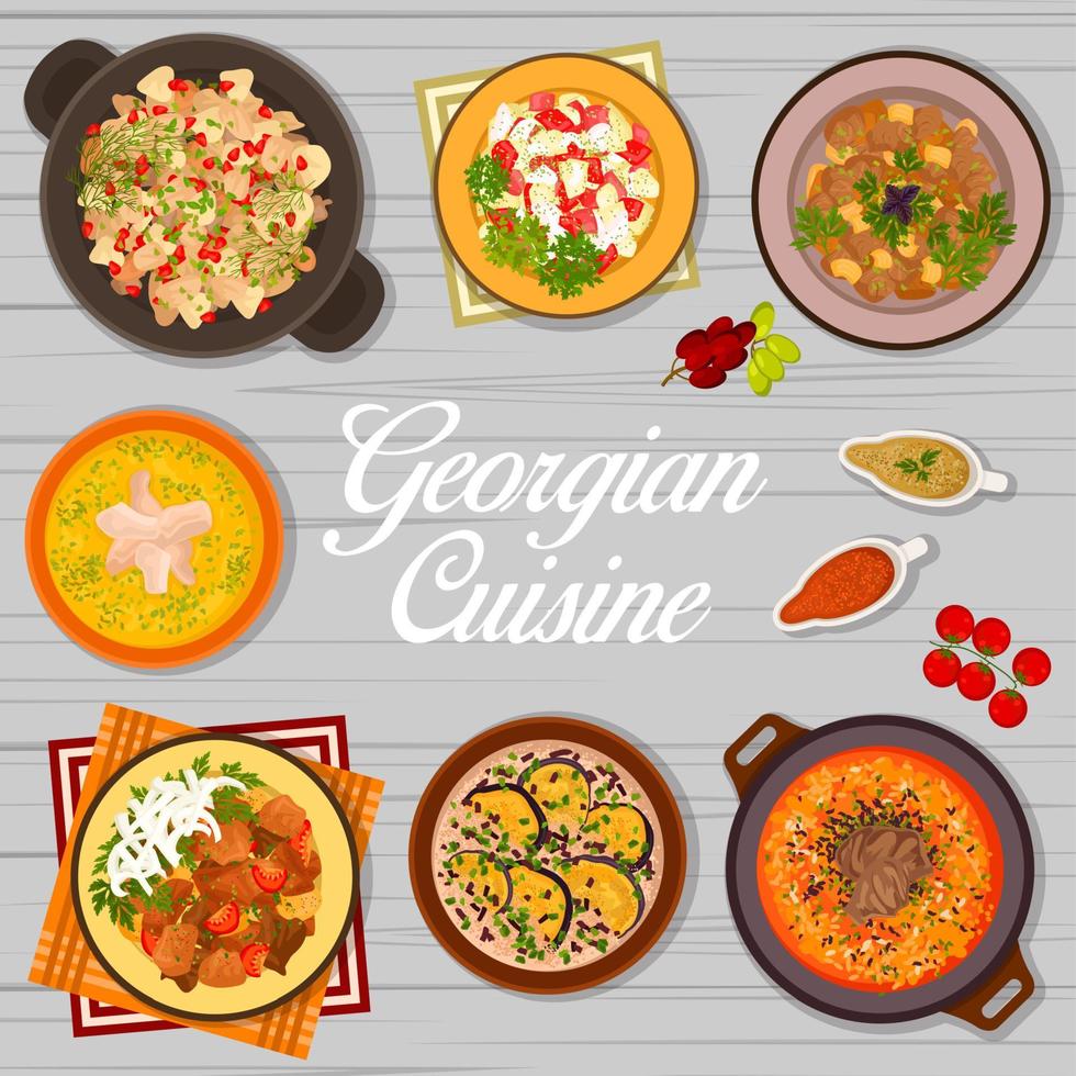 Georgian cuisine cover page design template vector