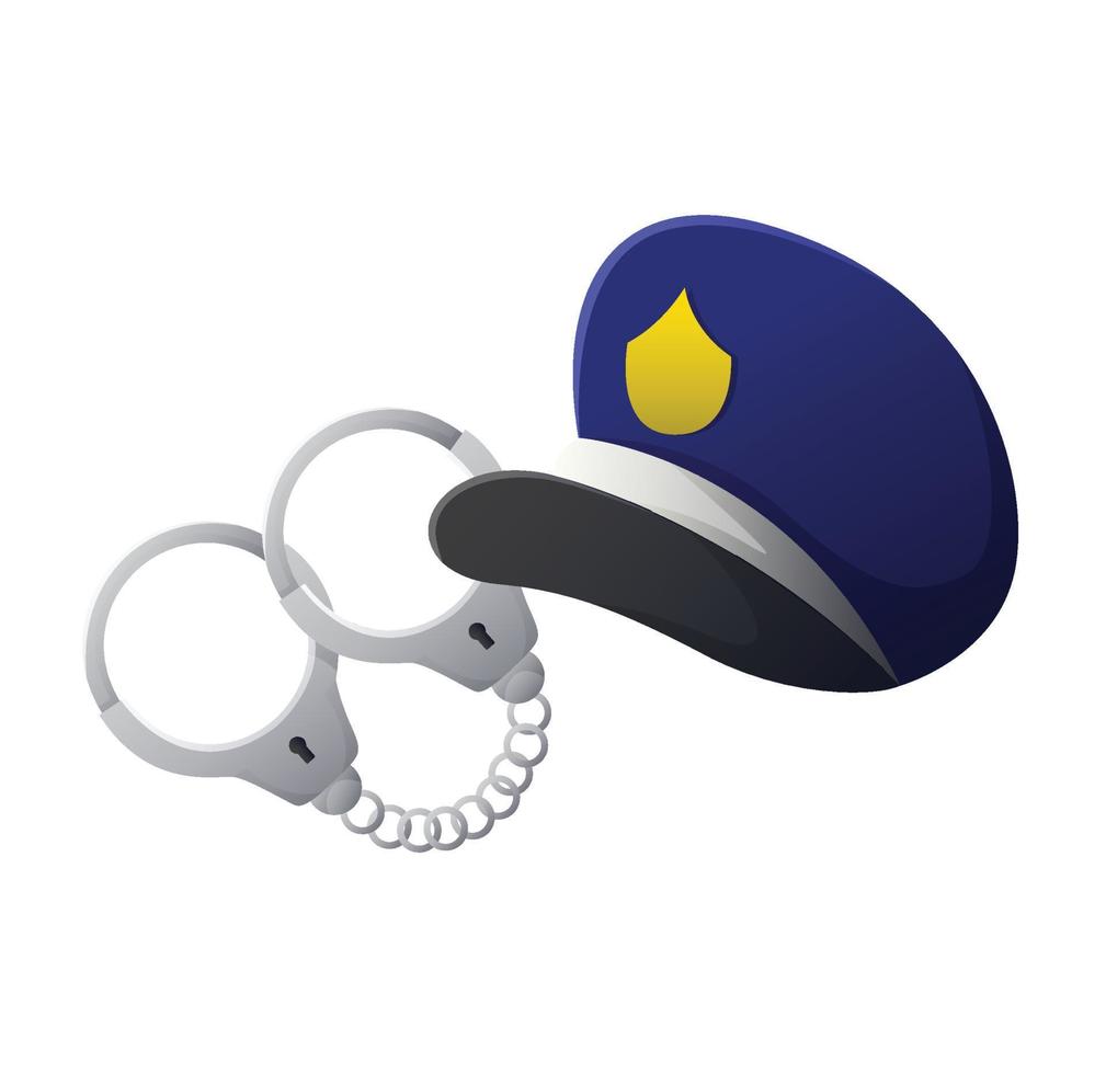 handcuffs and cap police symbol vector illustration