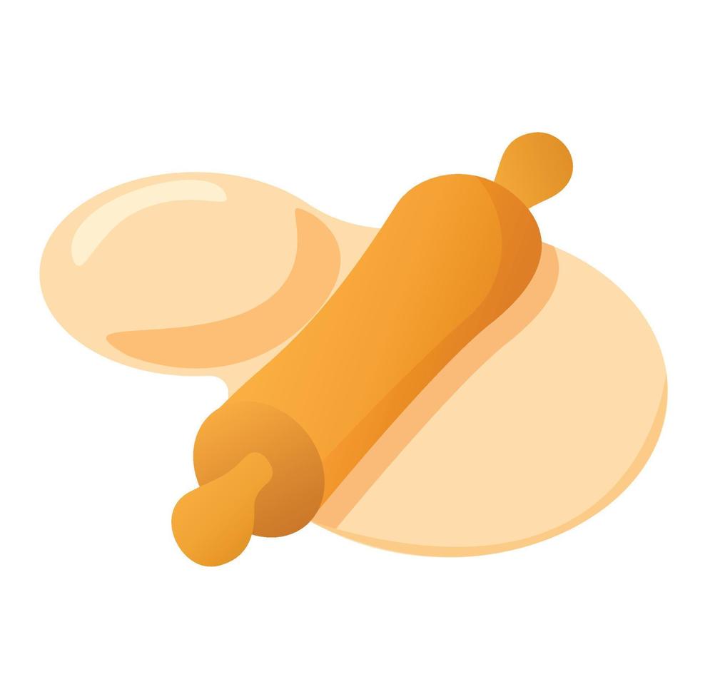 homemade dough with rolling pin vector illustration