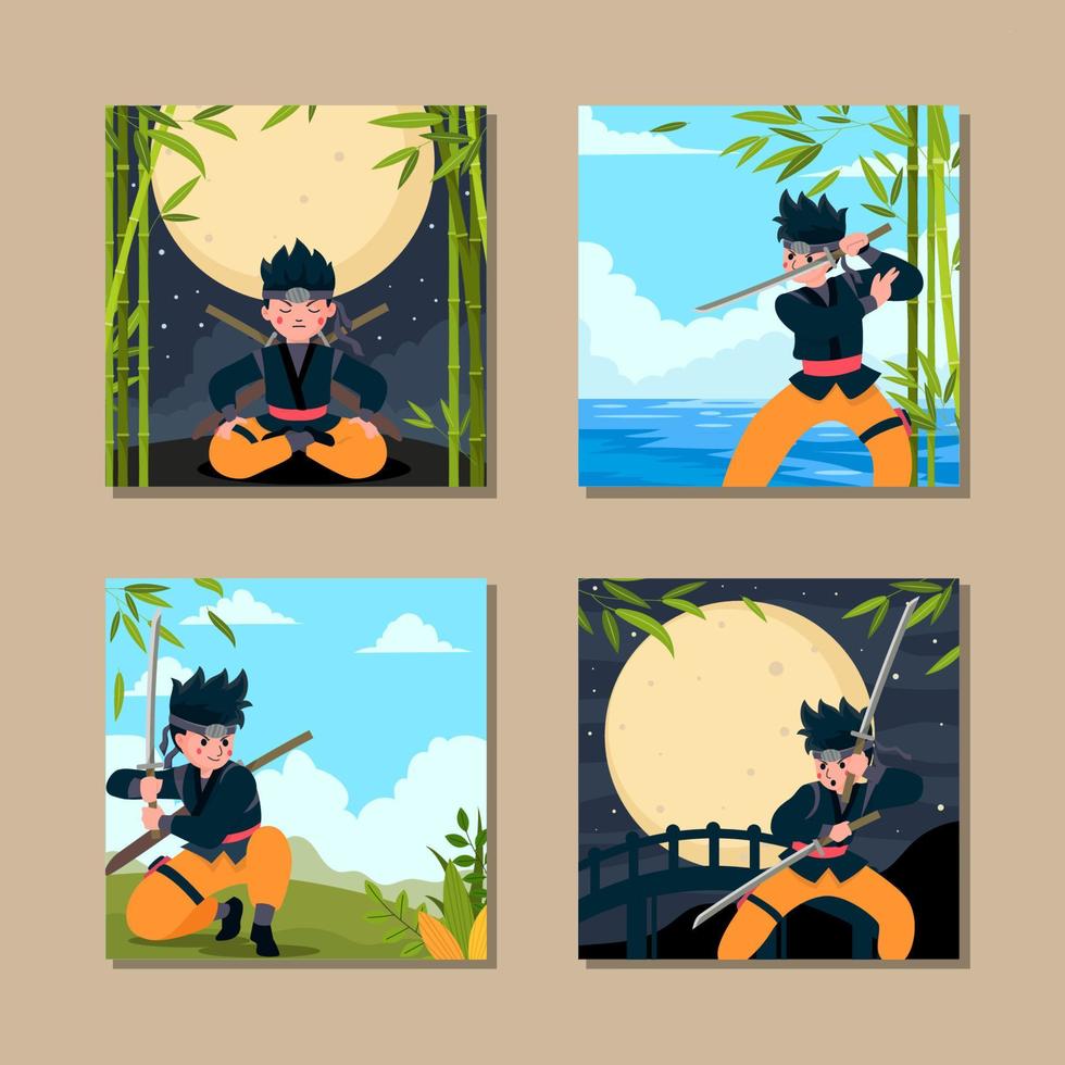 Social Media Post with Ninja Concept vector