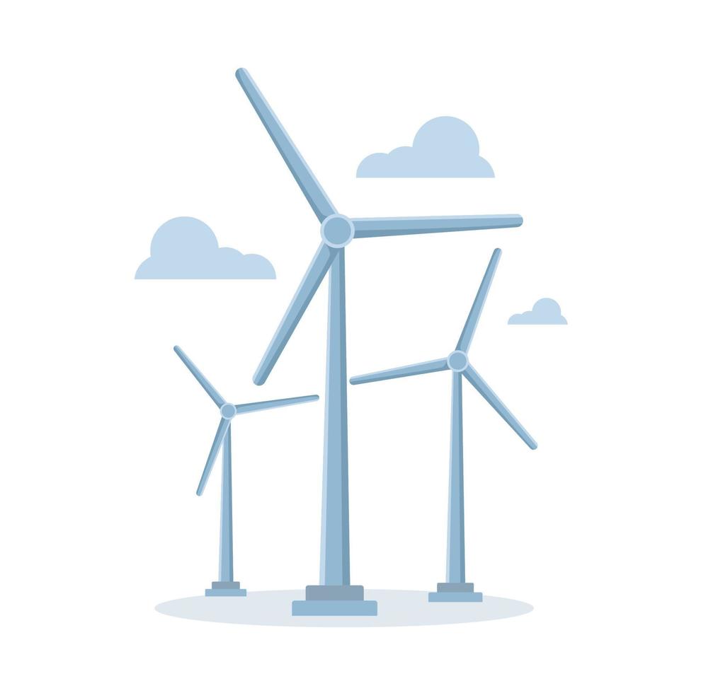 wind turbines wind power energy vector illustration