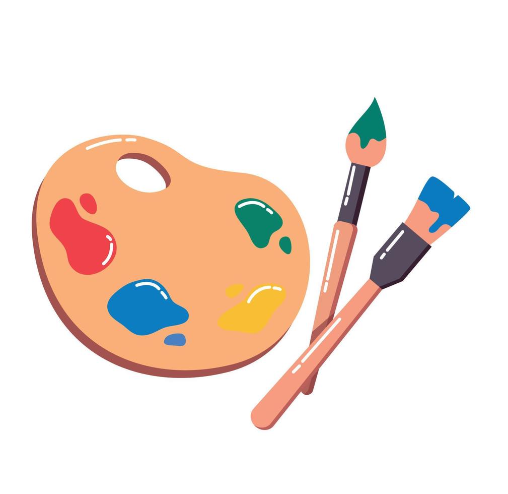 paleta pintura y Cepillo de pintura. artista símbolo vector ilustración
