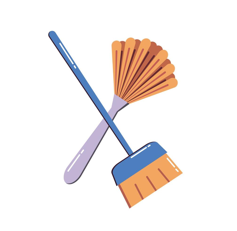 brooms scoops cleaning symbol vector illustration