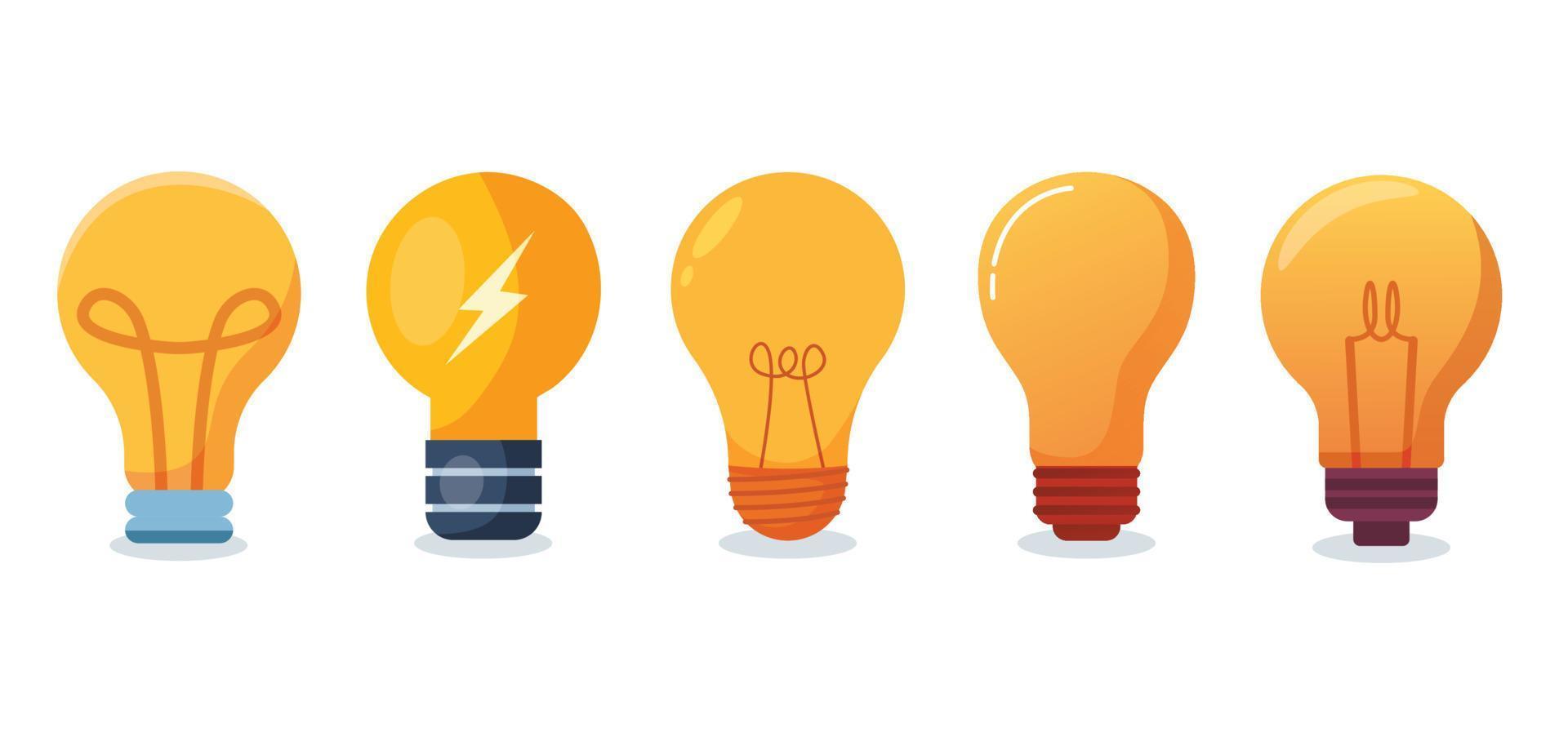 set of light bulb isolated. creative idea and innovation vector illustration