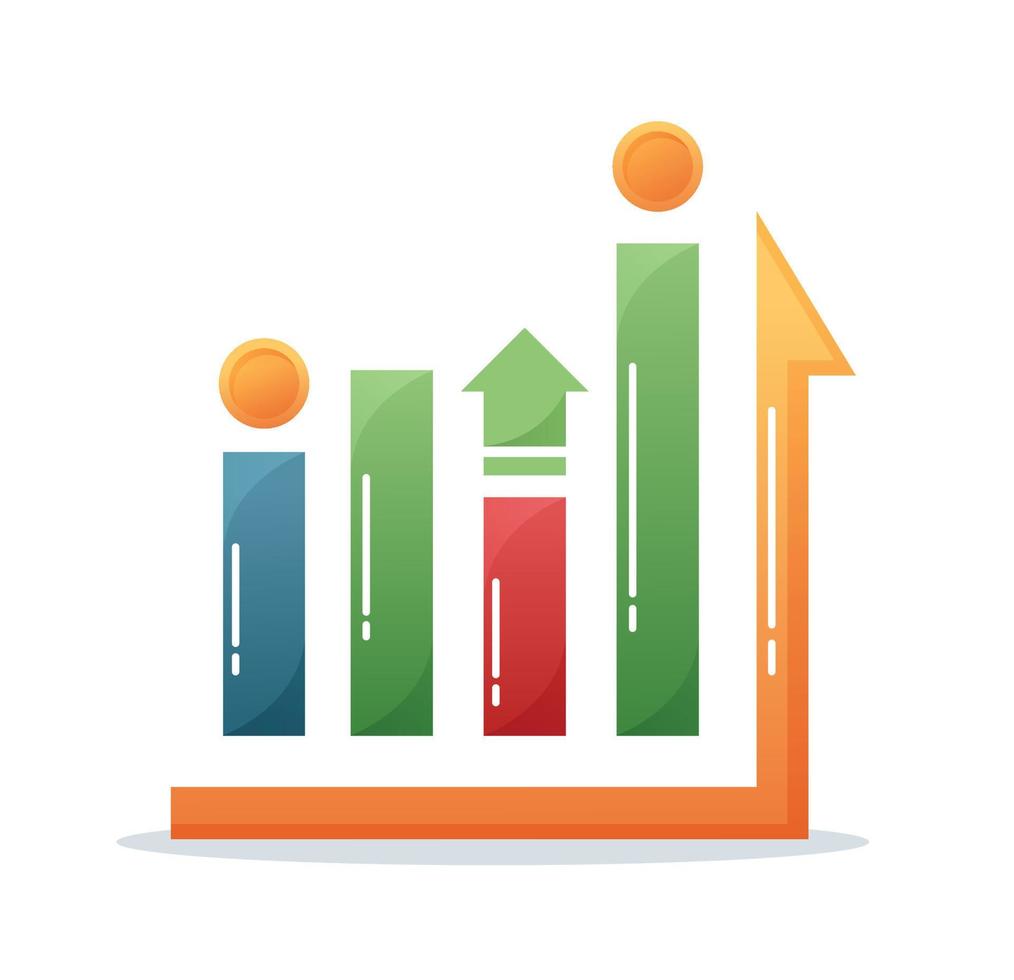 growth bar graph cartoon icon vector illustration