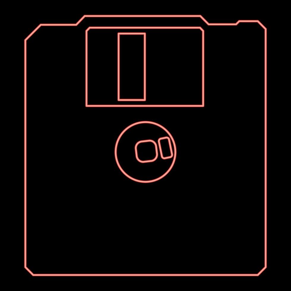 Neon diskette floppy disk storage concept red color vector illustration image flat style