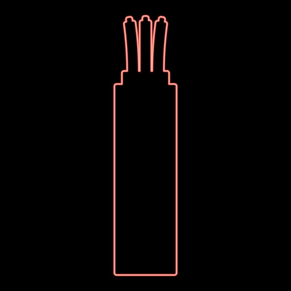 Neon wire Cord electrical cable curved power optical fibre red color vector illustration image flat style