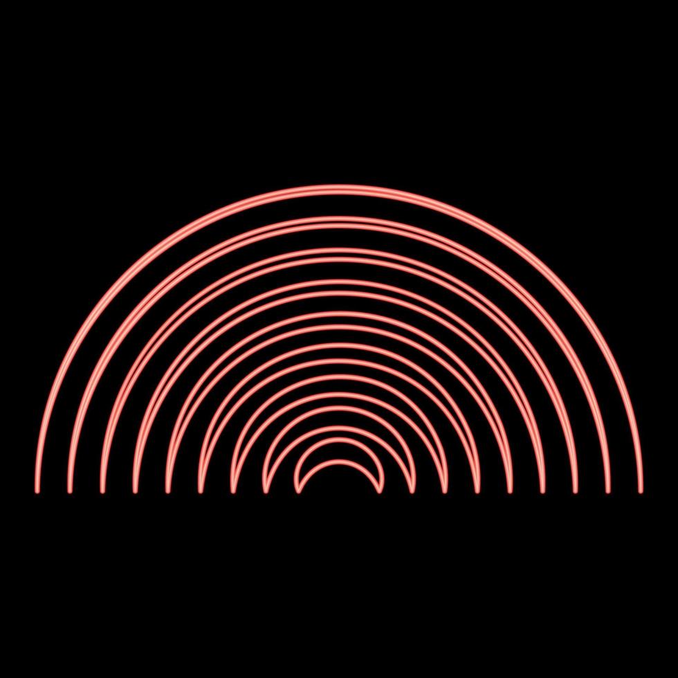 Neon radio wave wireless red color vector illustration image flat style