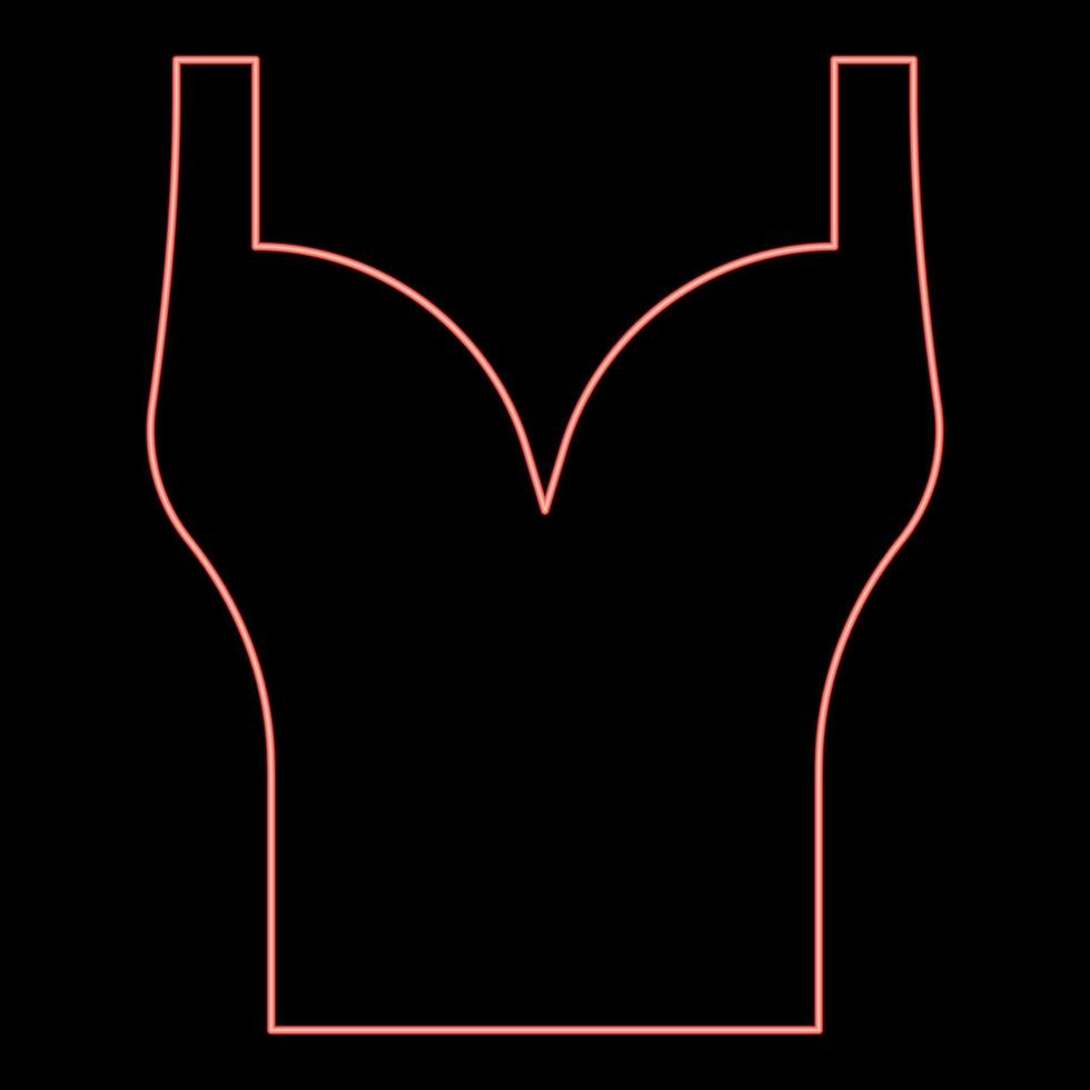 Neon top wear woman torso sport bra red color vector illustration image flat style