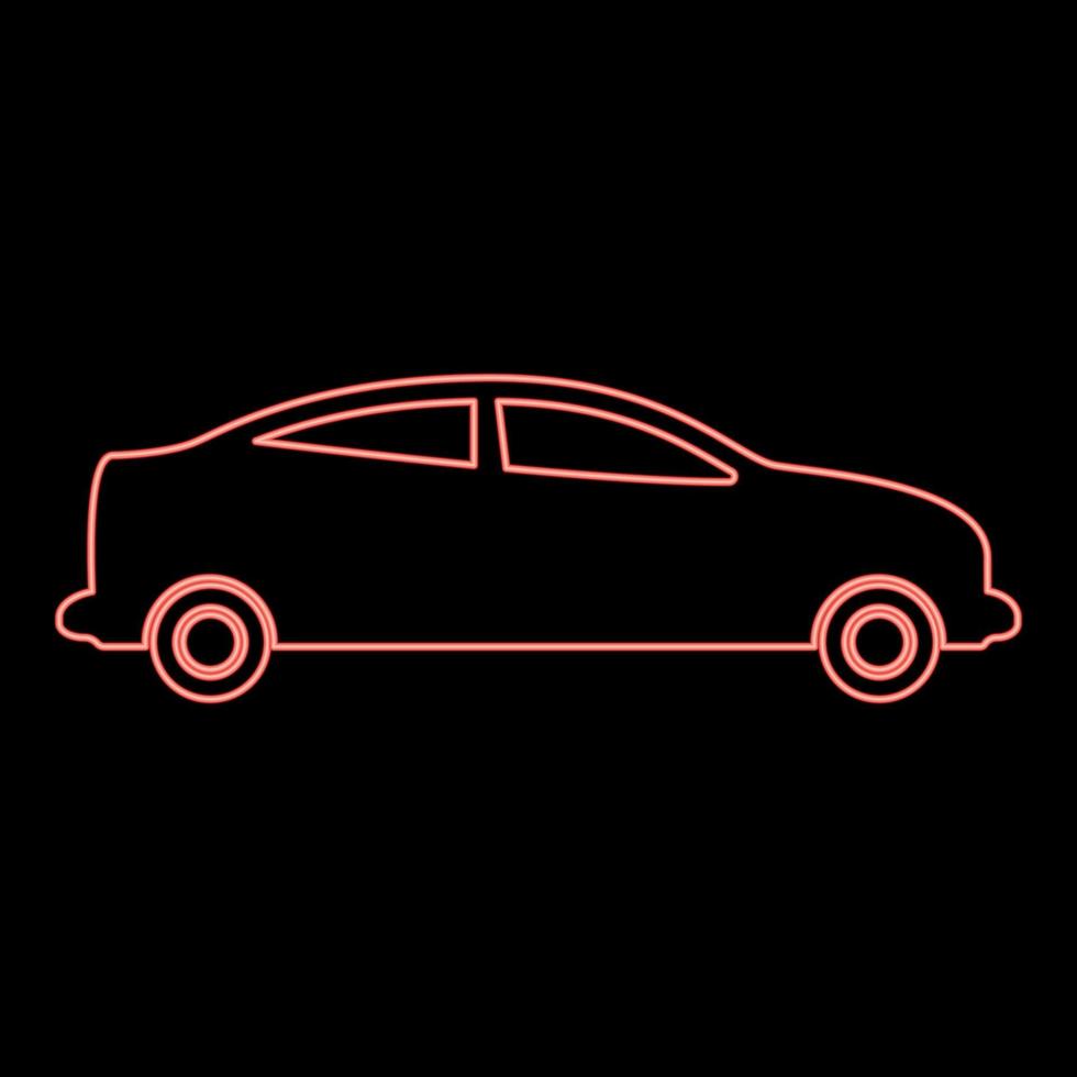 neón coche sedán rojo color vector ilustración imagen plano estilo