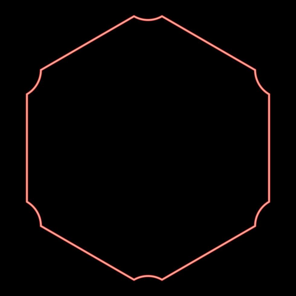 Neon hexagon with rounded corners red color vector illustration image flat style