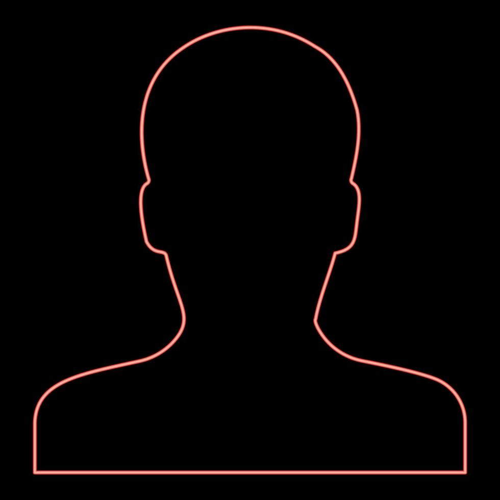 neón avatar hombre cara silueta usuario firmar persona perfil imagen masculino rojo color vector ilustración imagen plano estilo