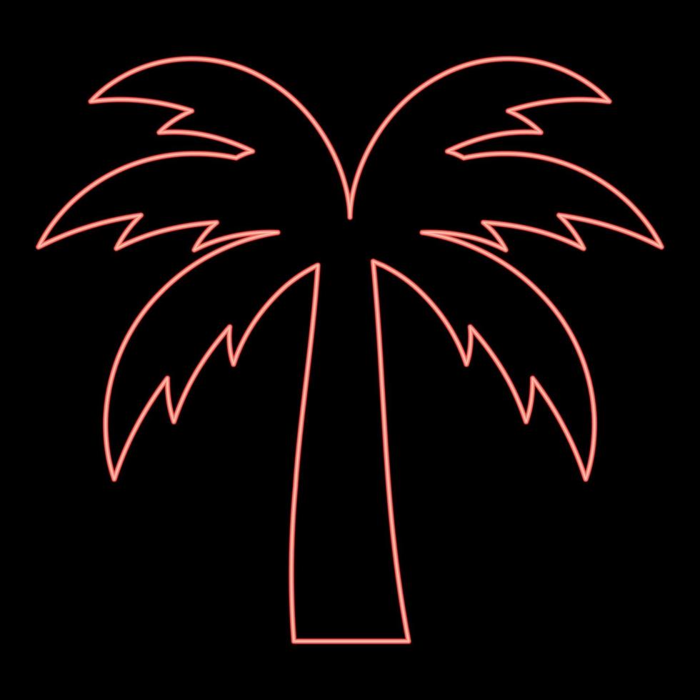 Neon palm tree silhouette Island concept red color vector illustration image flat style