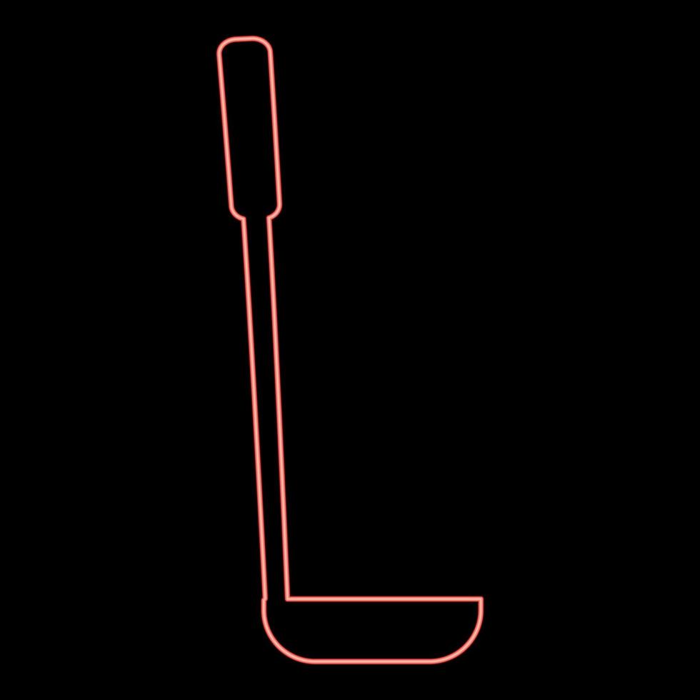 Neon soup spoon ladle scoop Kitchenware red color vector illustration image flat style