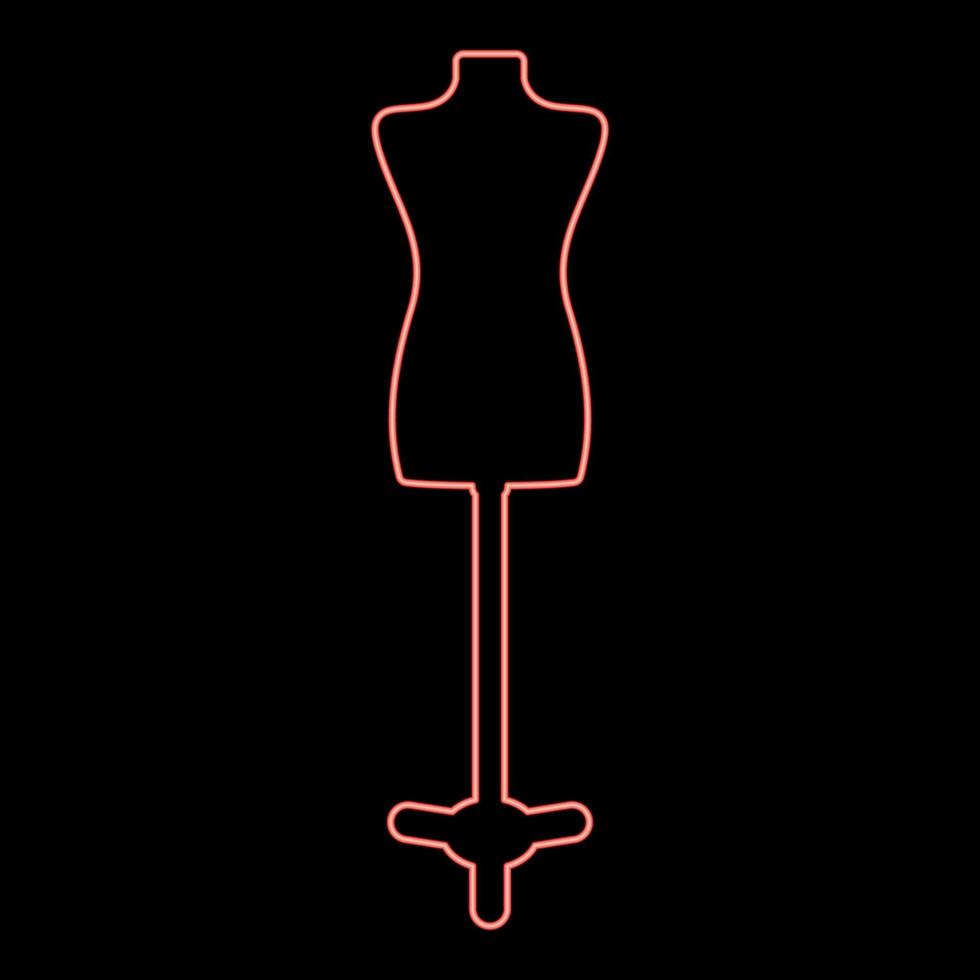Neon torso Mannequin tailors dummy silhouette manikin dressmakers red color vector illustration image flat style