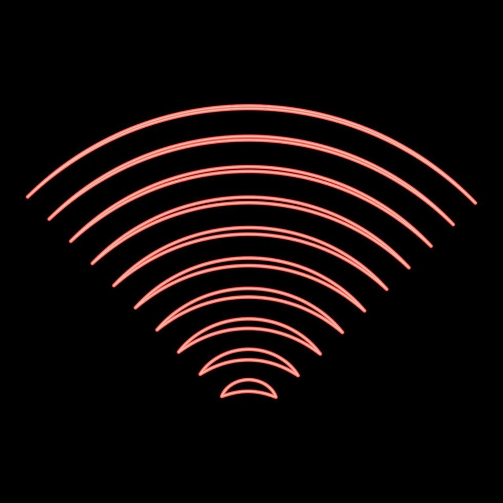 Neon radio wave wireless red color vector illustration image flat style