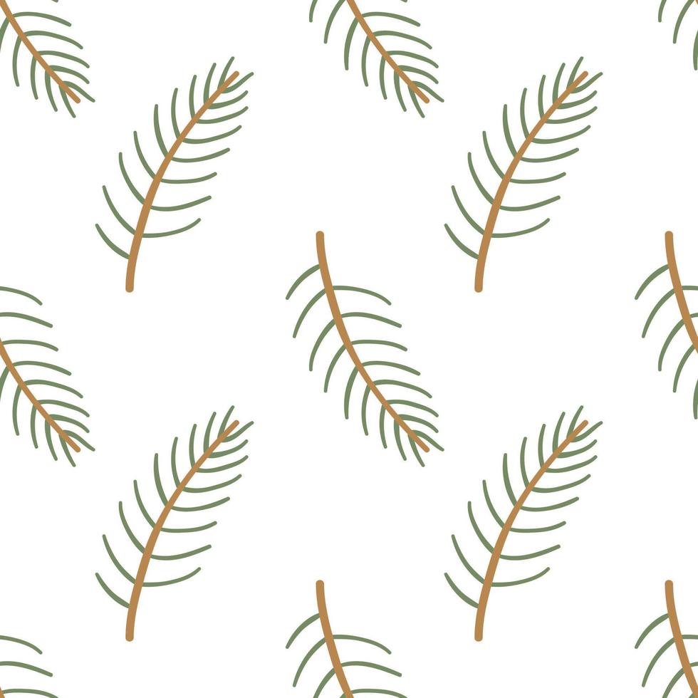 Pine, coniferous branches are beautifully arranged in a seamless pattern. Winter festival background. Fancy wallpaper. Fir tree branch backdrop vector