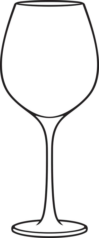 Empty glass of wine. Black and white. Vector illustration.