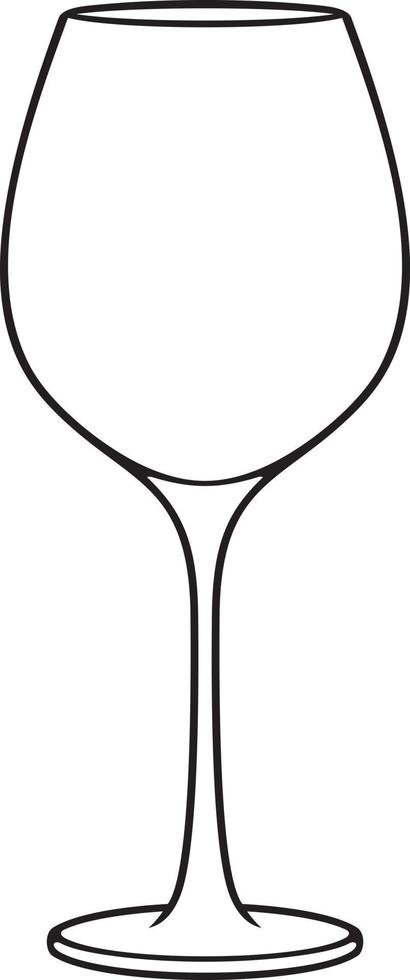 Empty glass of wine. Black and white. Vector illustration.