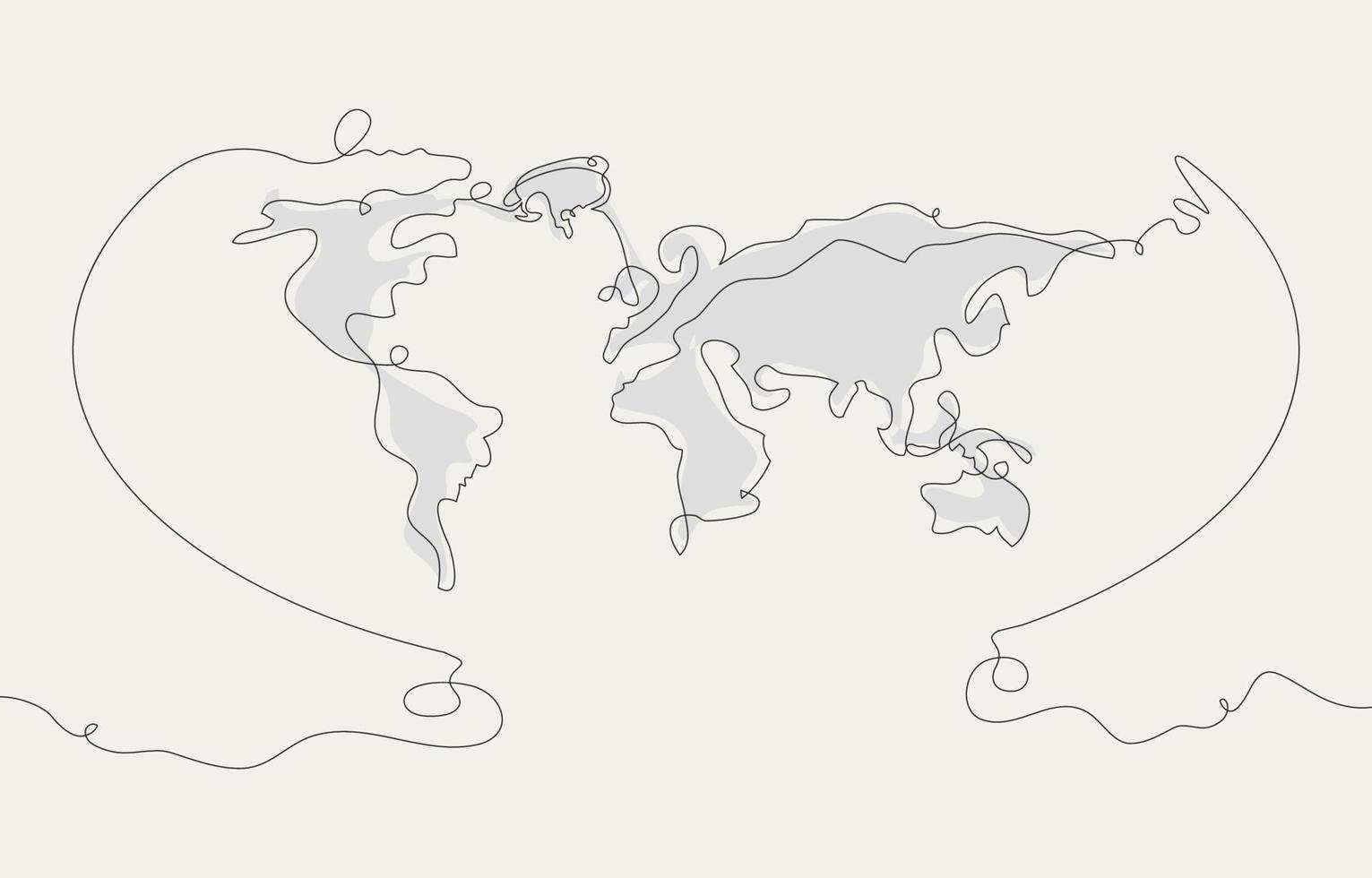 Abstract Line Art World Map Concept vector