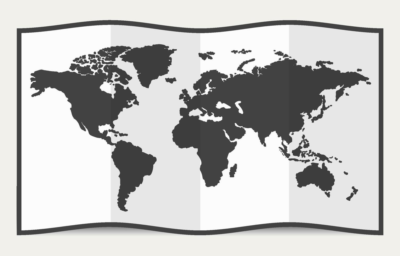 negro y blanco doblada mundo mapa concepto vector