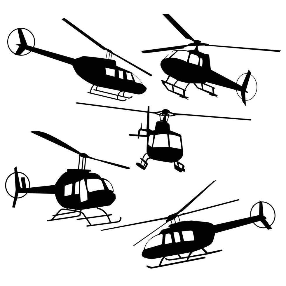 silueta helicóptero ilustración vector