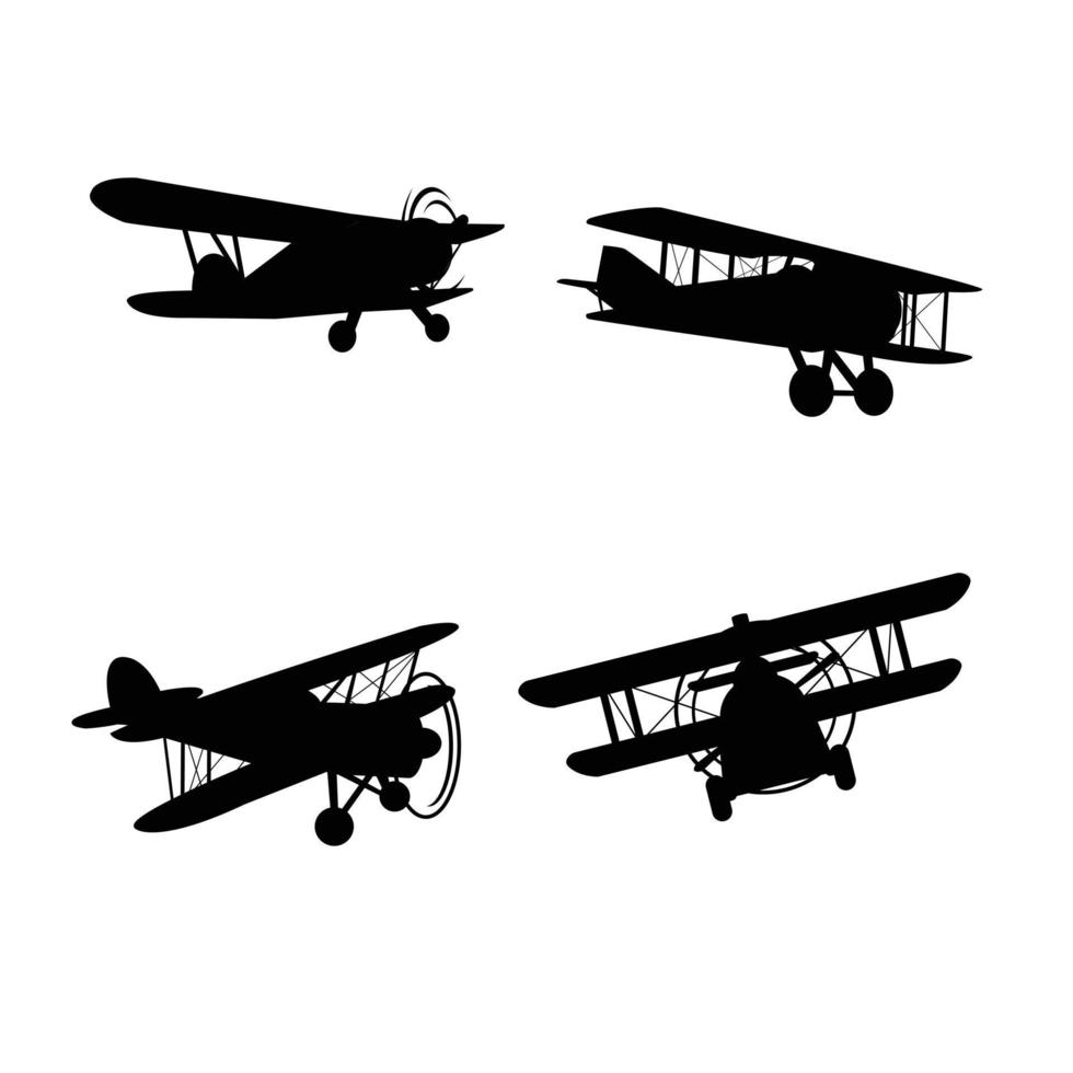 vintage plane silhouete vector