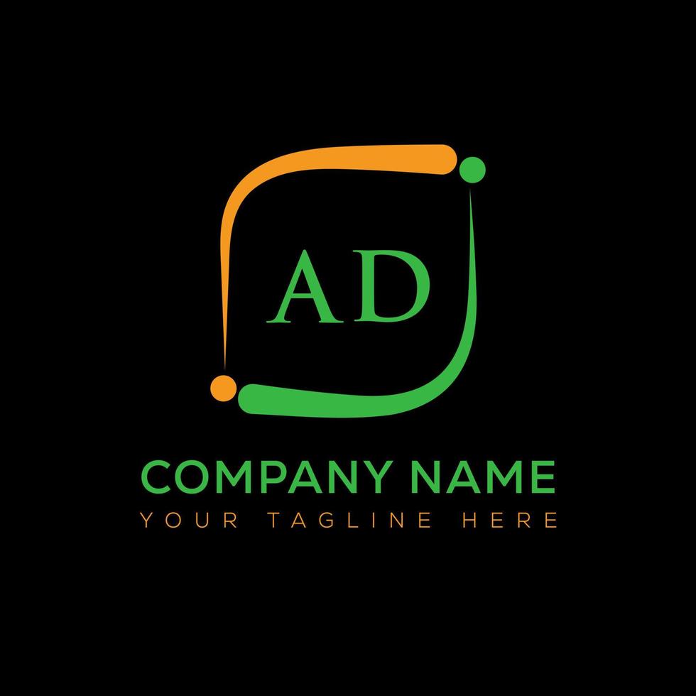 AD letter logo creative design. AD unique design. vector