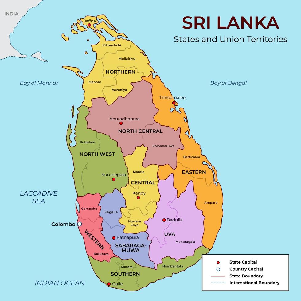 Detailed Map of Sri Lanka vector