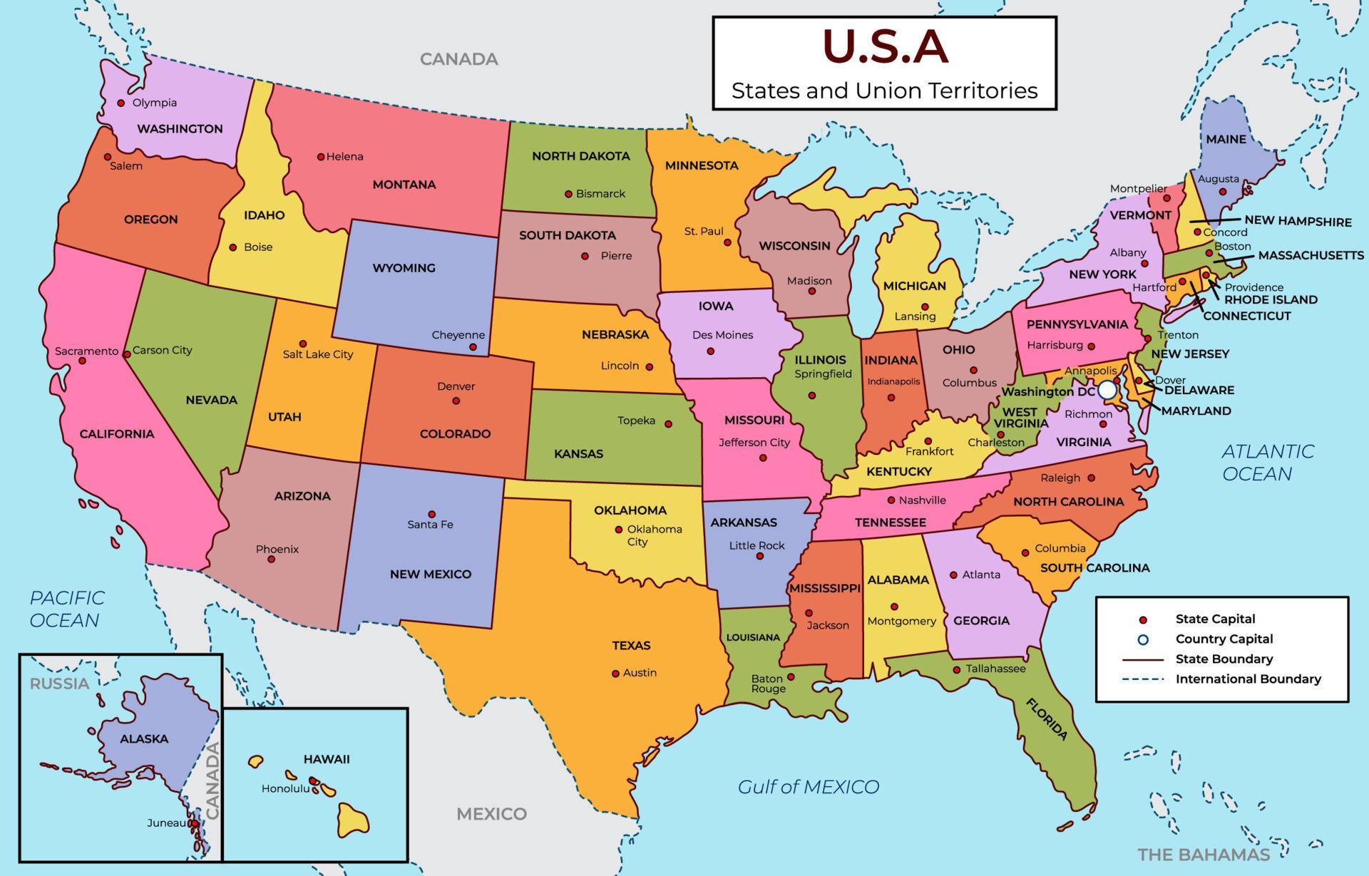 Detailed Map of USA 20367696 Vector Art at Vecteezy