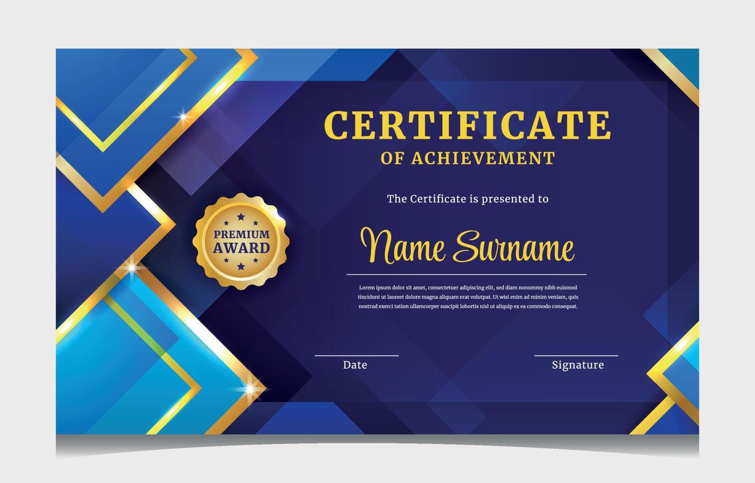 Blue Modern Certificate of Achievement vector