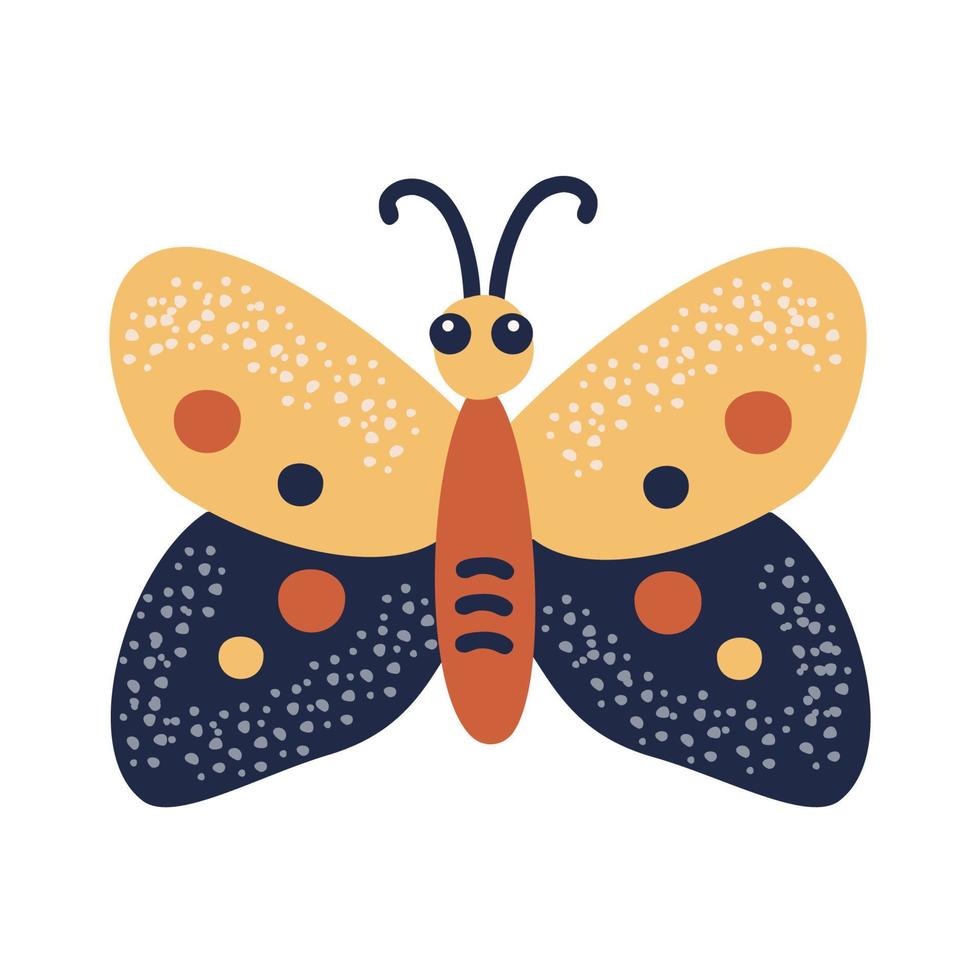 Butterfly. Vector illustration of a funny insect in cartoon style. Isolated on a white background.