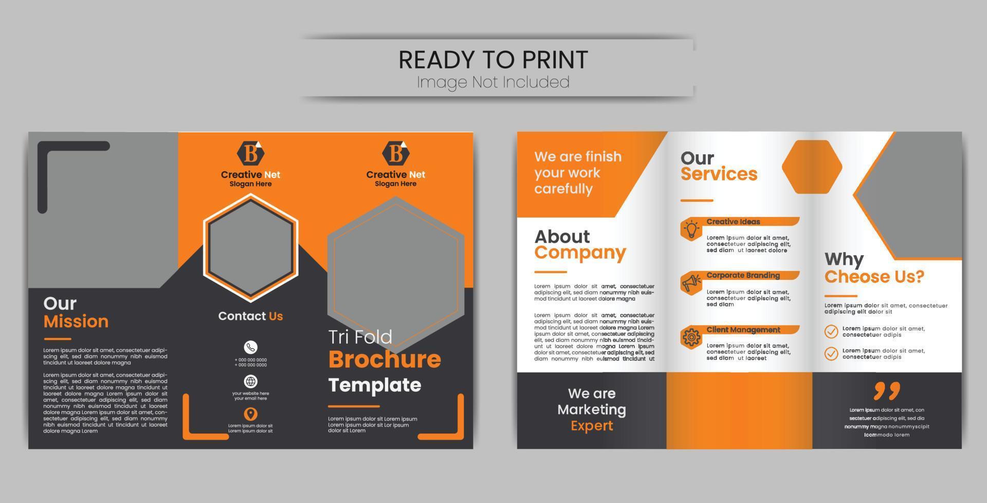 Modern tri-fold business brochure template. Brochure Design, Templates, Creative Tri-Fold, Trend, Business Brochure Templates in Tri-Fold Layout. Minimal flat design set. vector