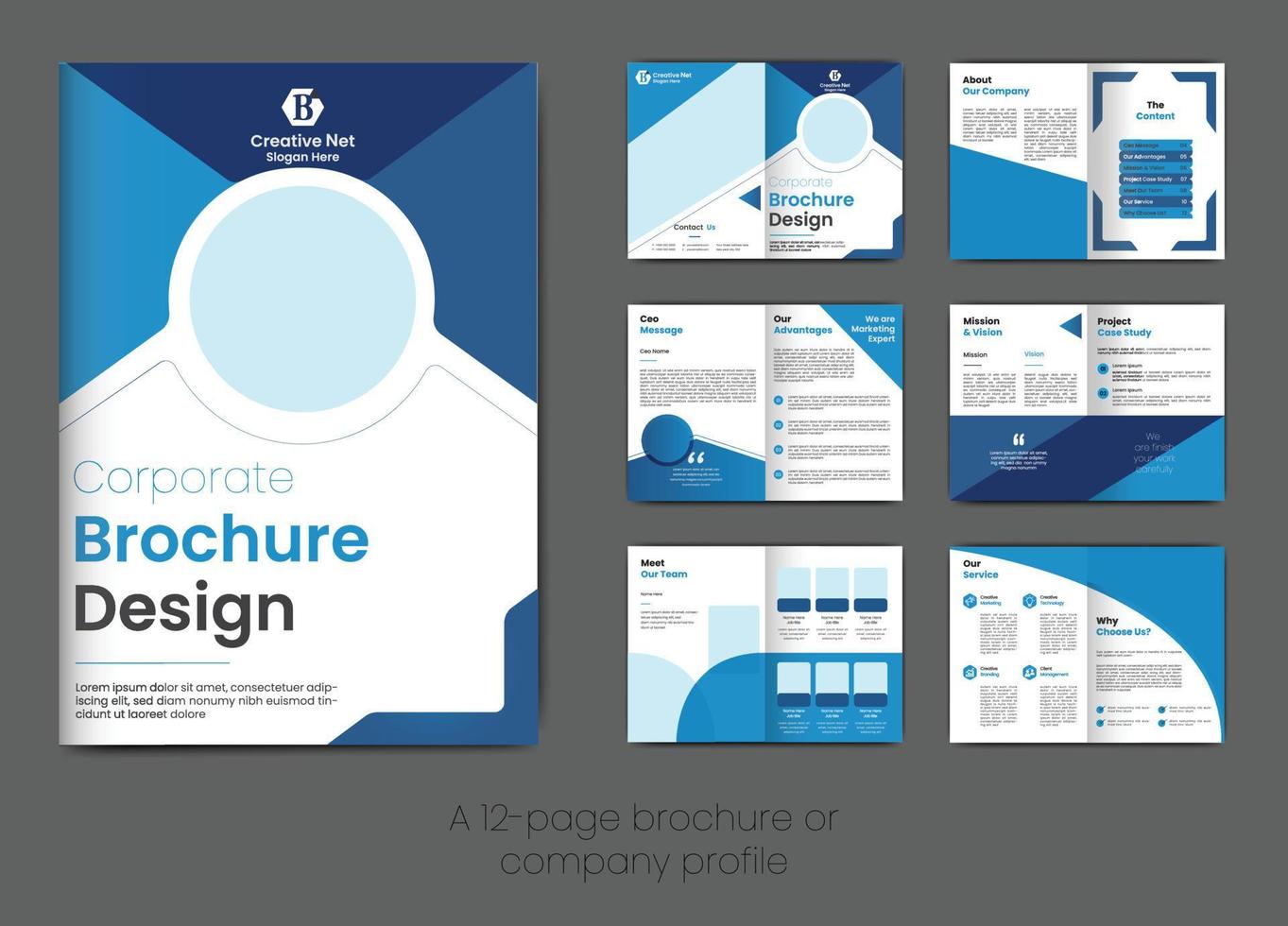 Corporate business brochure template design. Company profile brochure template layout. Company profiles, annual reports, brochures, flyers, presentations, leaflets, magazines, books. A4 format vector