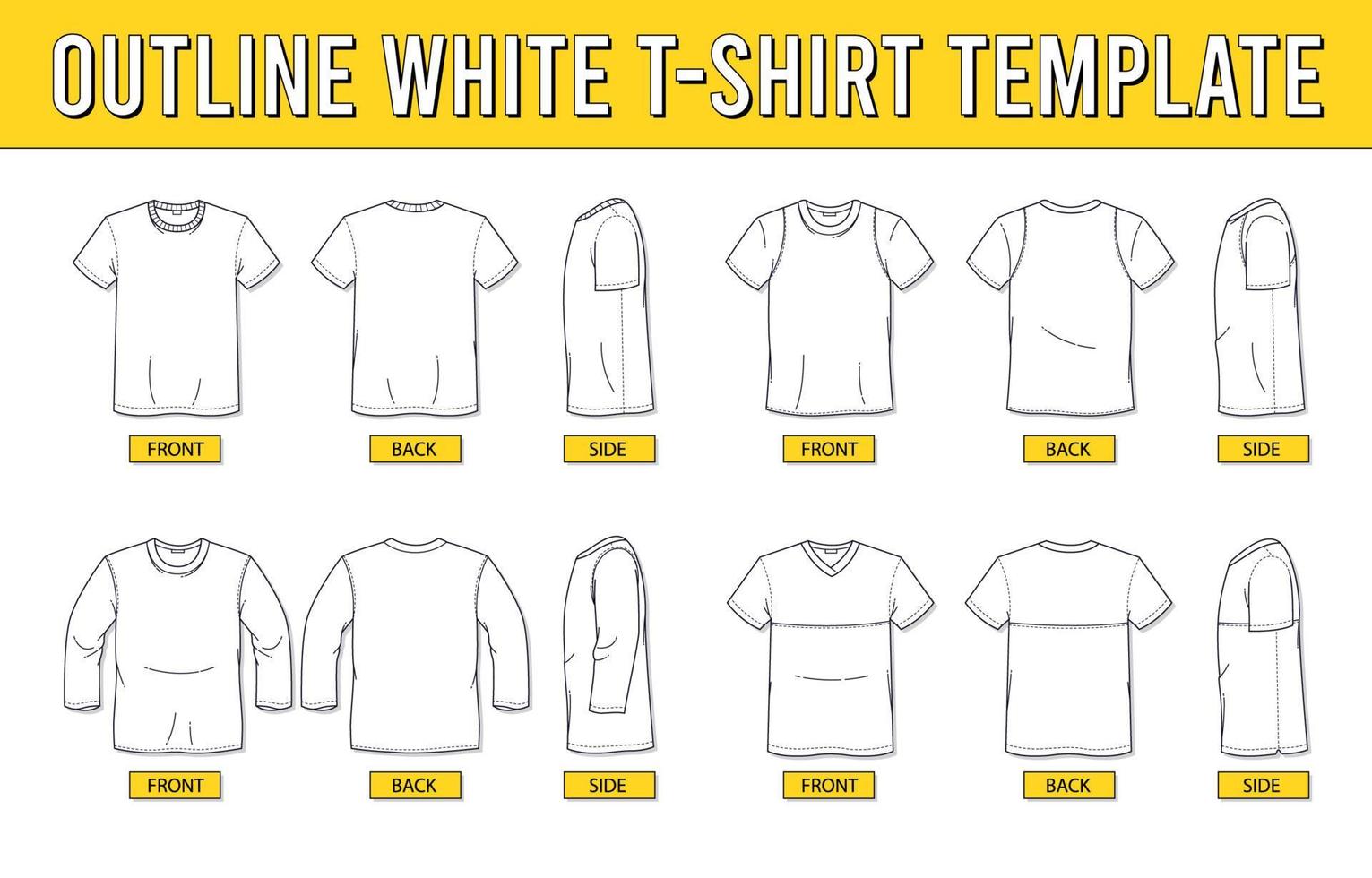 White T-shirt Template With Outline Design 20368467 Vector Art at Vecteezy