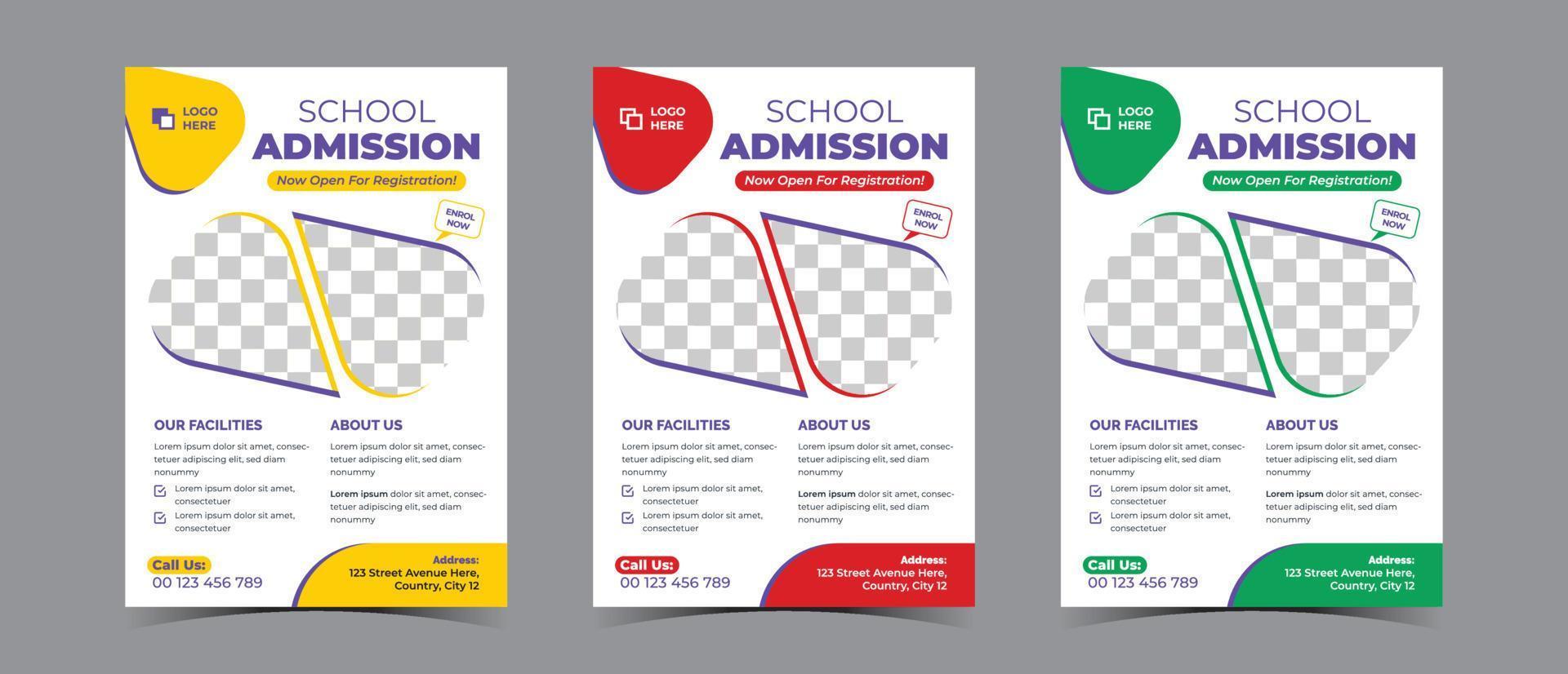 Admission flyer template design for online school kid's education vector