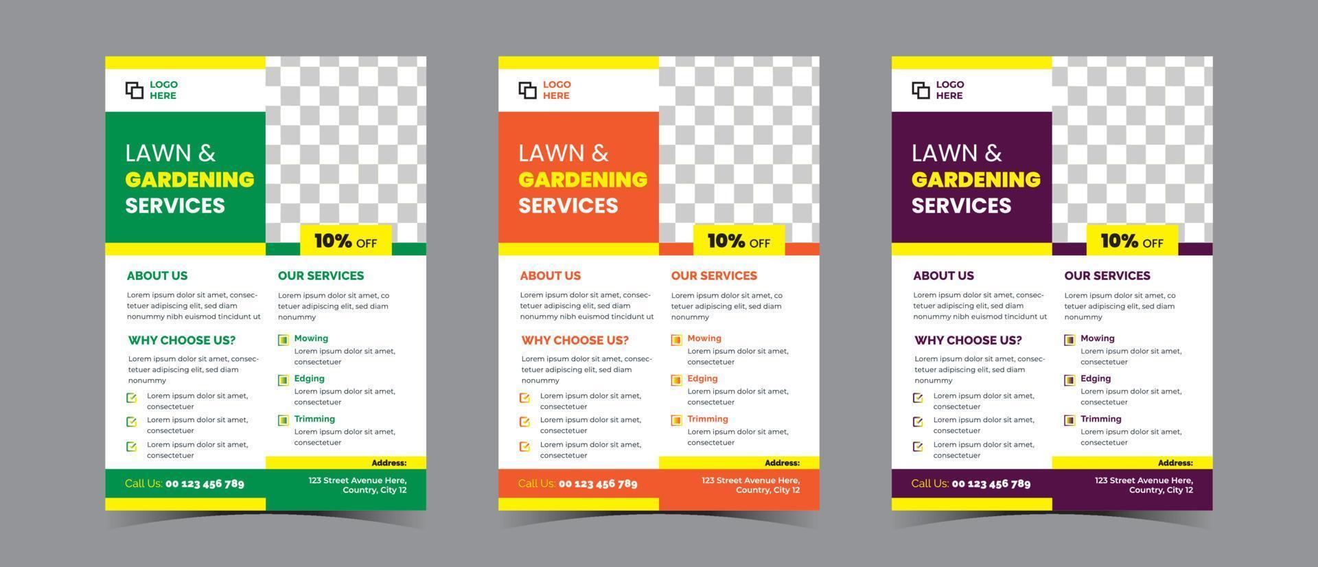 Lawn and gardening services flyer concept template vector