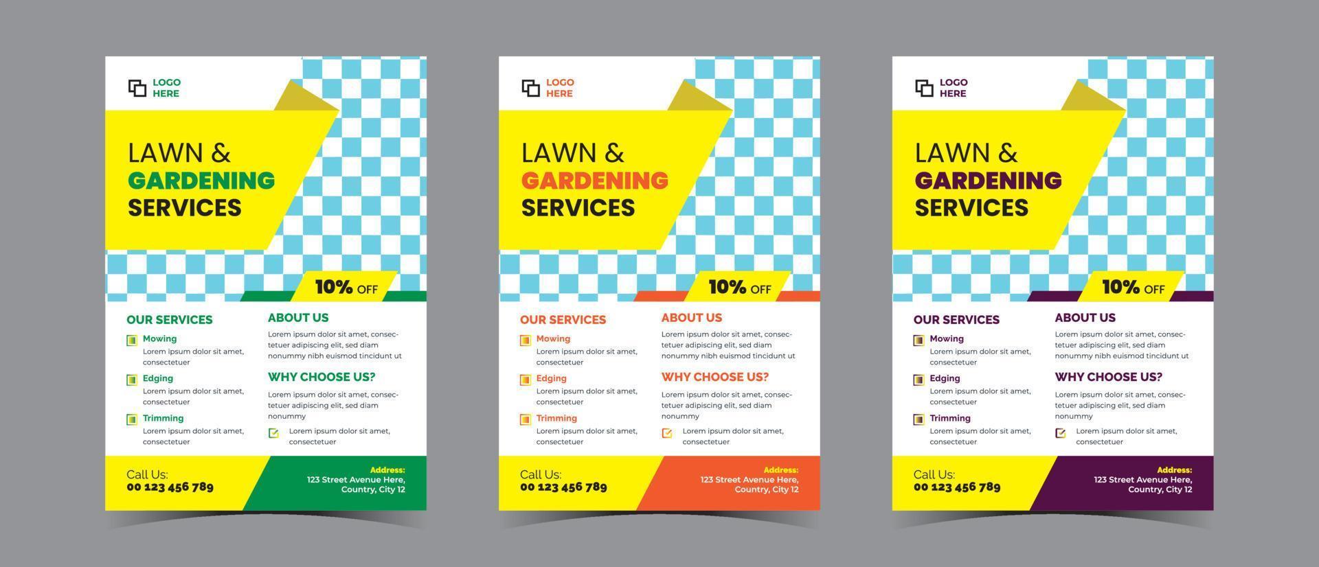 Lawn and gardening services flyer concept template vector
