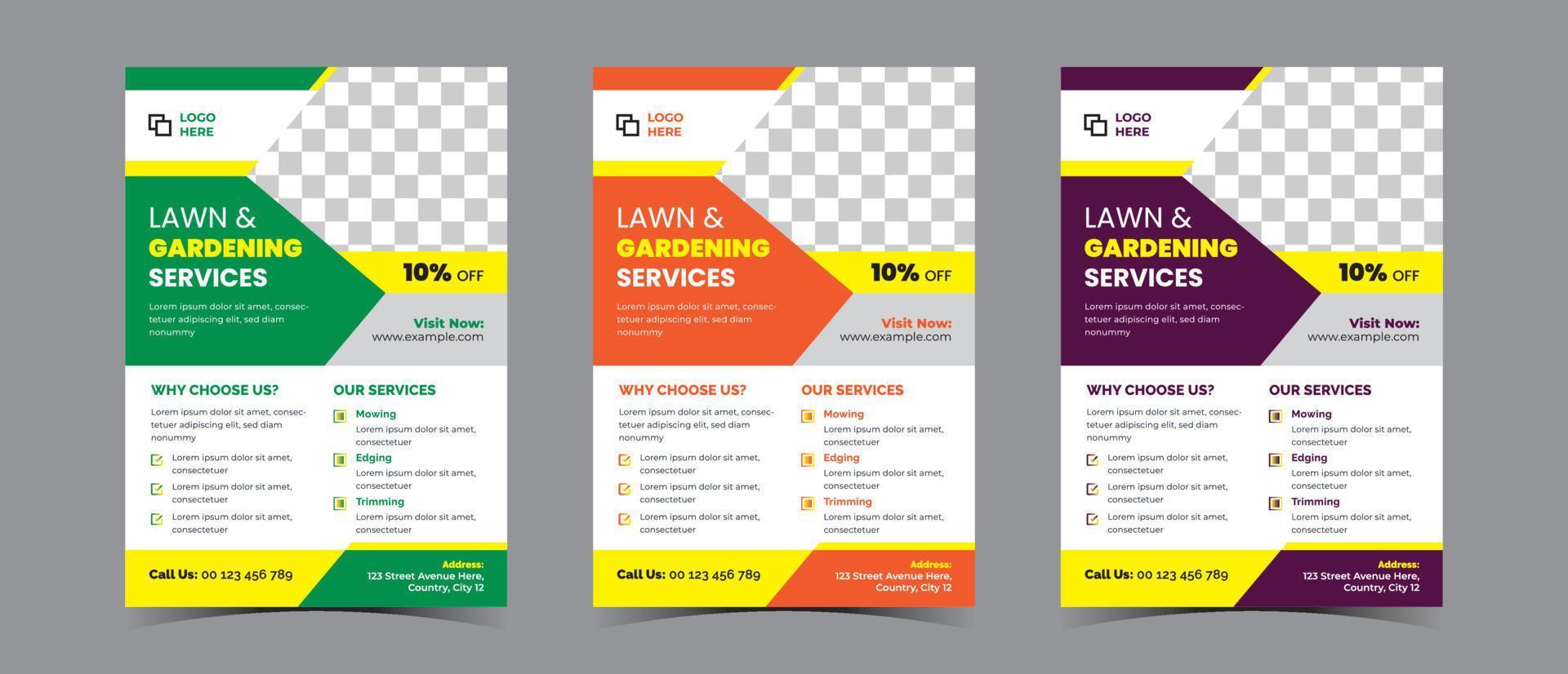 Lawn and gardening services flyer concept template vector