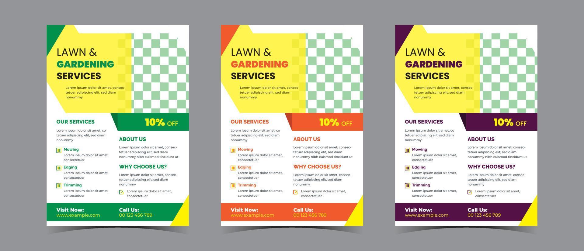 Lawn and gardening services flyer concept template vector