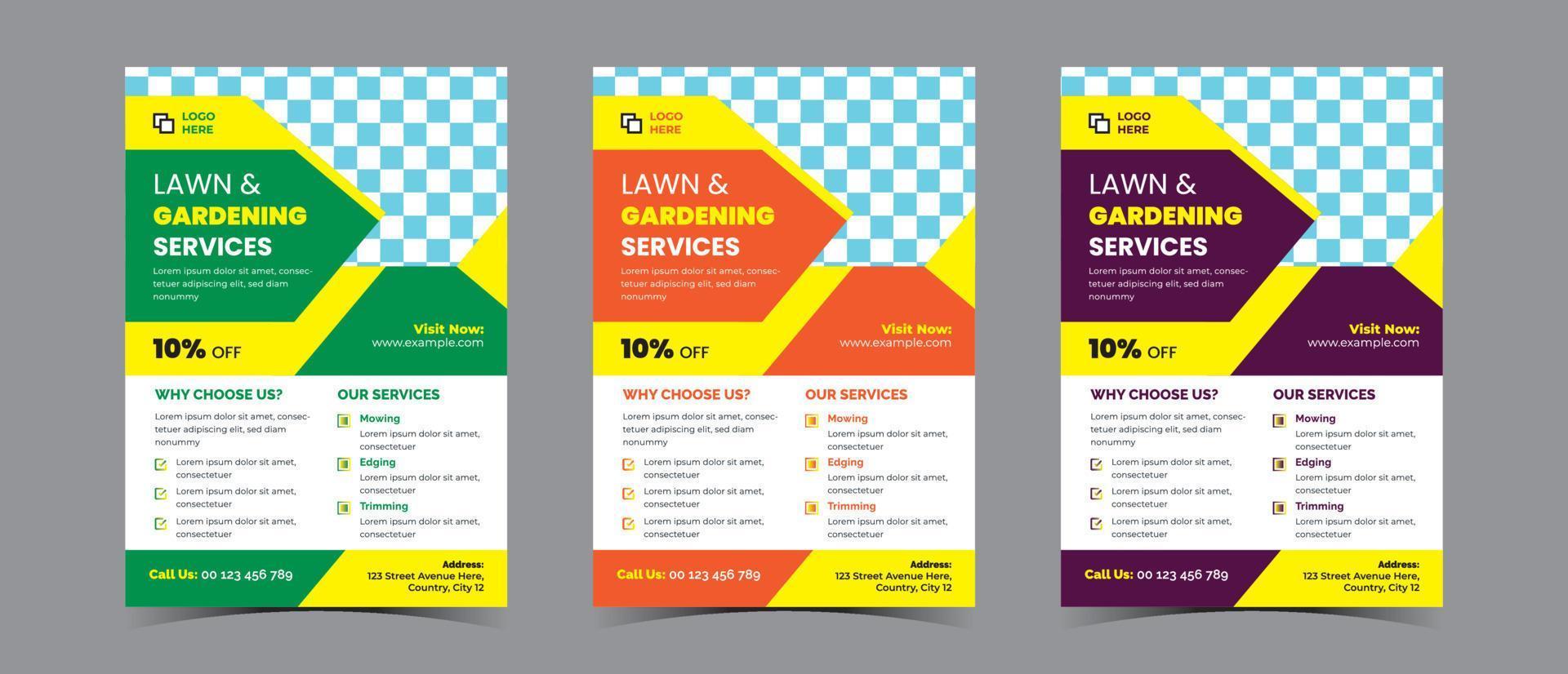 Lawn and gardening services flyer concept template vector