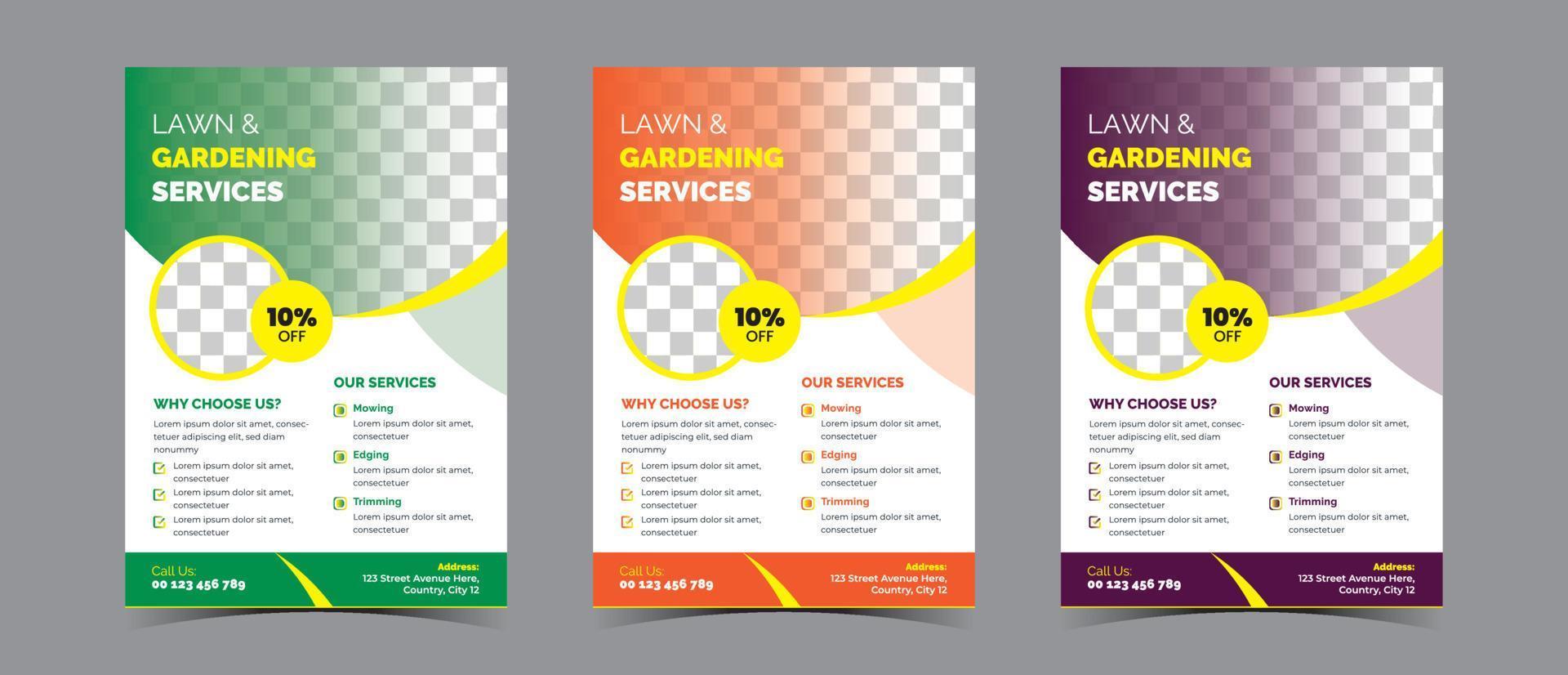 Lawn and gardening services flyer concept template vector