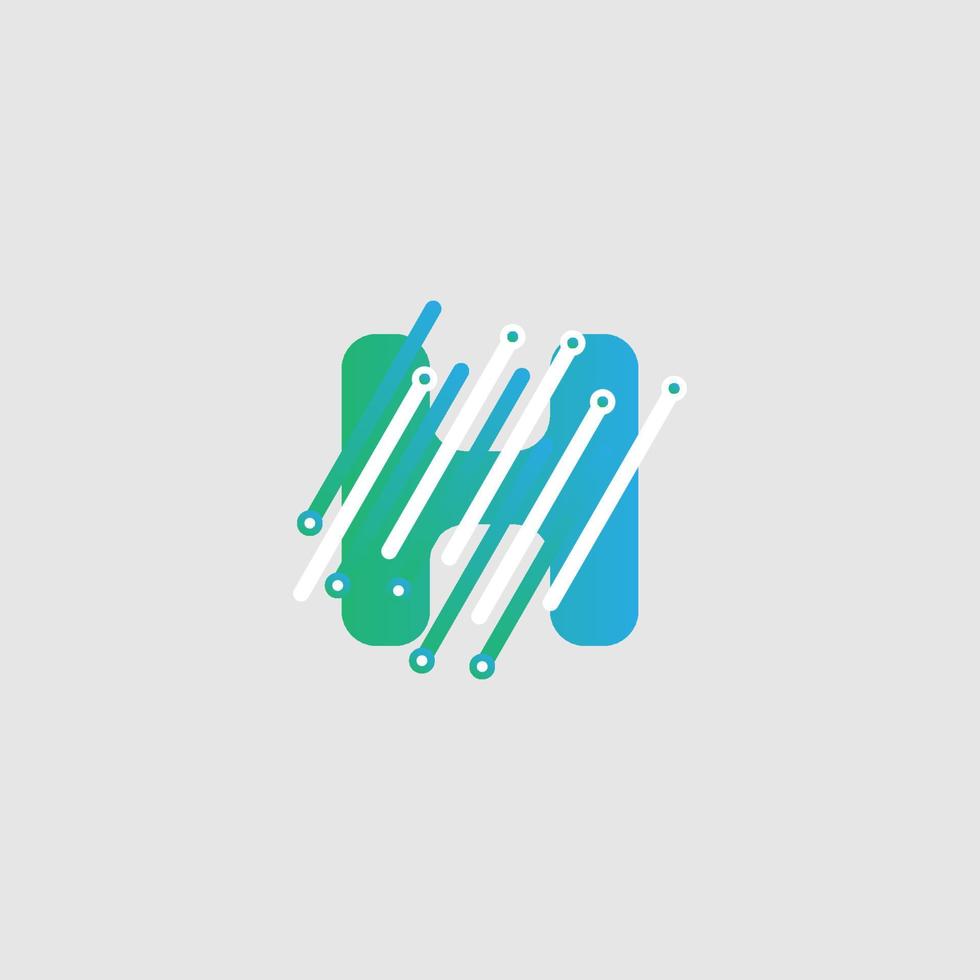 H letter Tech Logo design template for a tech company. Vector design