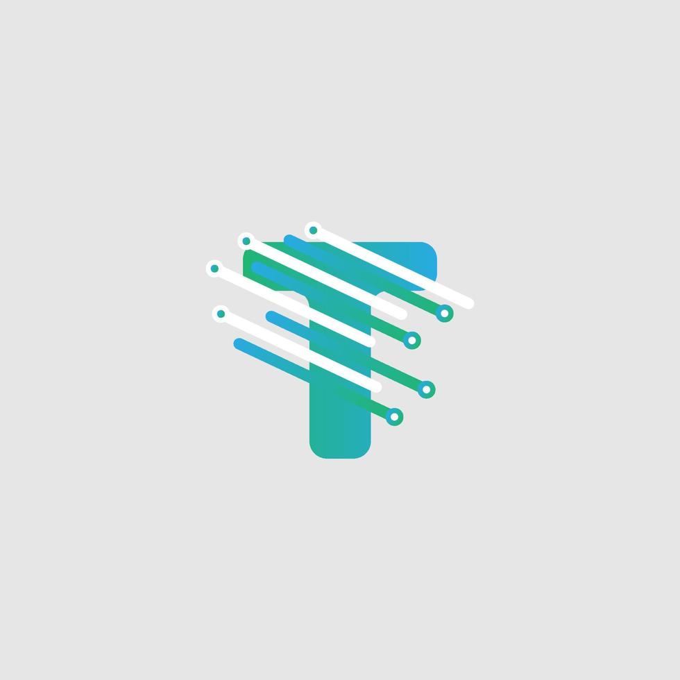 T letter Tech Logo design template for a tech company. Vector design