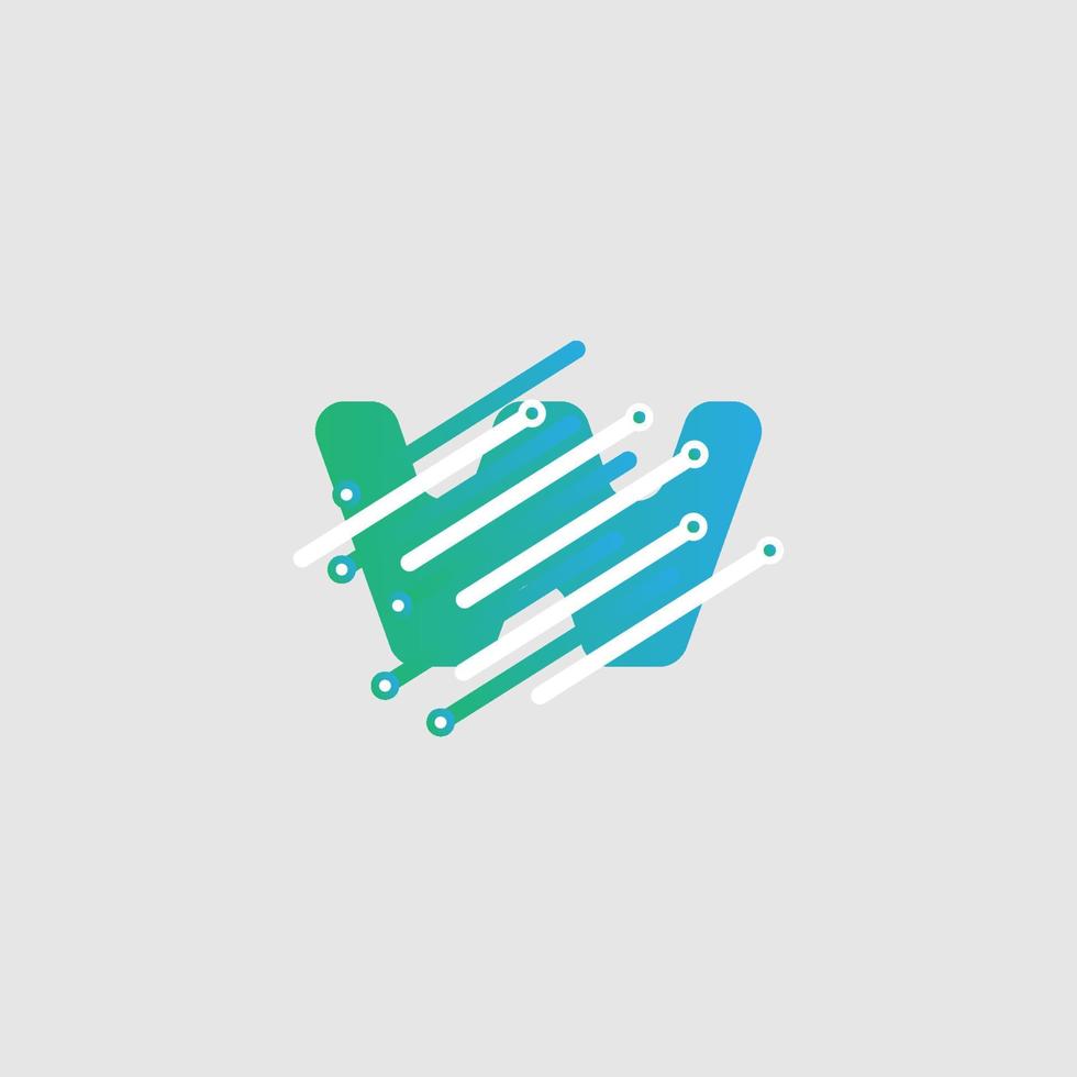 W letter Tech Logo design template for a tech company. Vector design