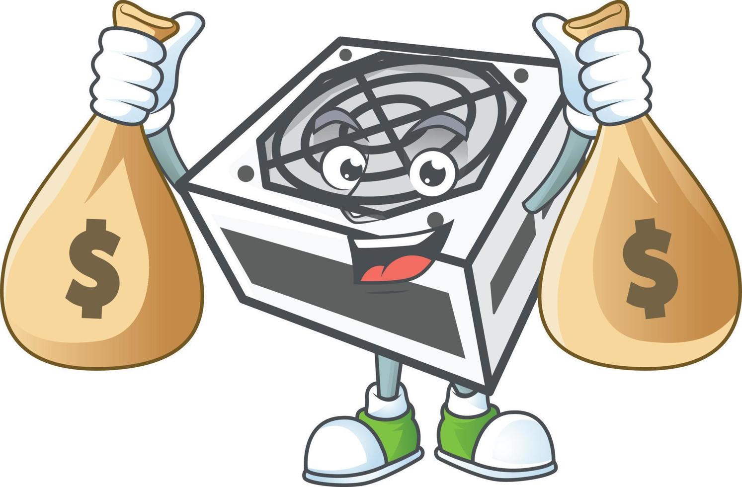 Power supply unit white color mascot icon design vector