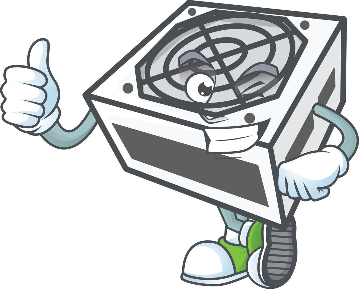 Power supply unit white color mascot icon design vector